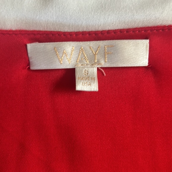 Wayf Red Blouson V-Neck Midi Dress Knee length Small - Picture 6 of 6